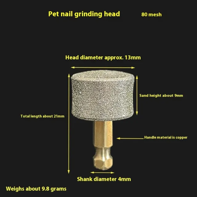 Pet Nail Manicure Grinding Head Trimming Diamond Grinding Head 80 Mesh - Shop at LoveMi