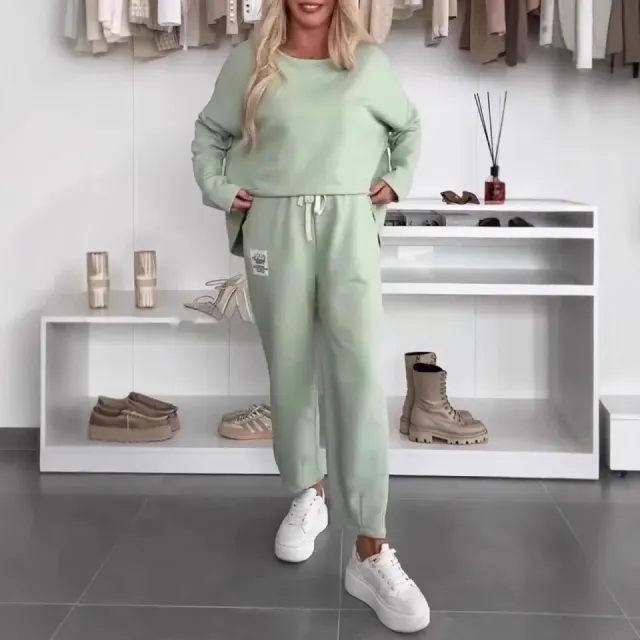 Women's Solid Color Loose fitting Casual Pullover Trousers Two piece Set Gray - Shop at LoveMi