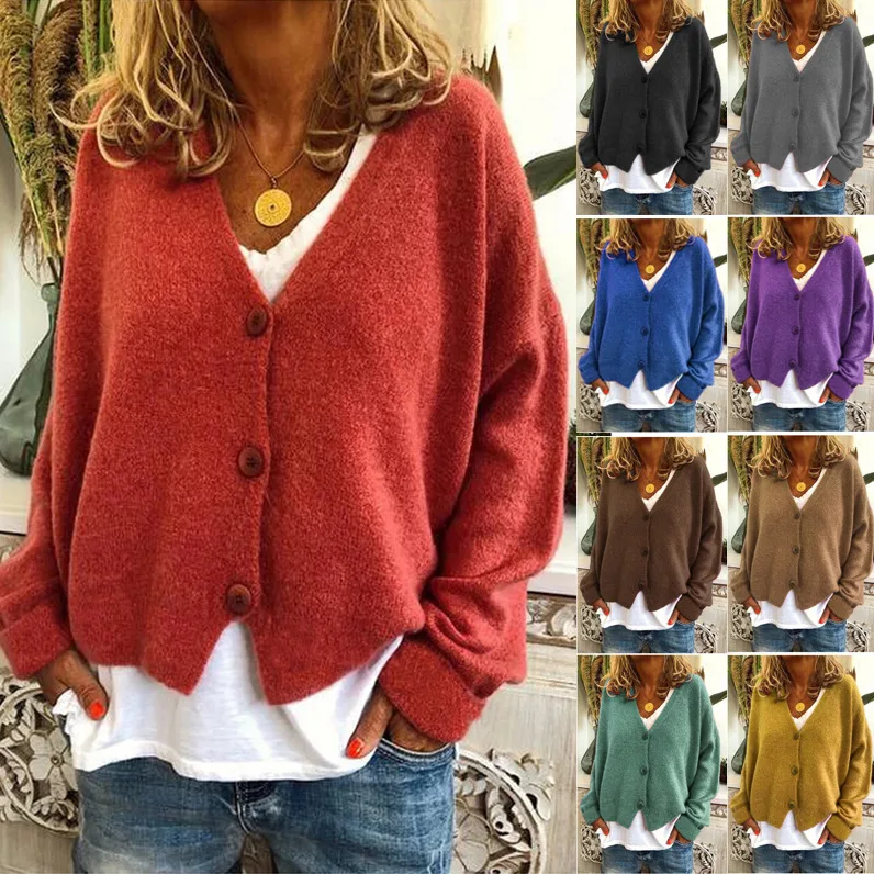 Women's Knit Cardigan Sweater Casual Long Sleeve Open Front