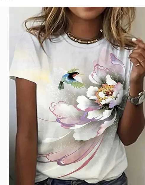 Cartoon Cat Round Neck Digital Printed Short sleeved T shirt For Women 3E5Zi48 Xxxl - Shop at LoveMi