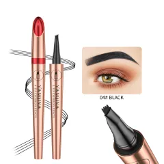 Four-claw Liquid Water Eyebrow Pencil Double-headed Waterproof Eyebrow Pencil - 04 Classic Black - View 1