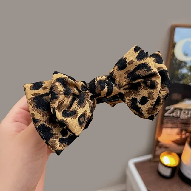 High grade Headdress Leopard Bow Barrettes Deep Leopard Print - Shop at LoveMi