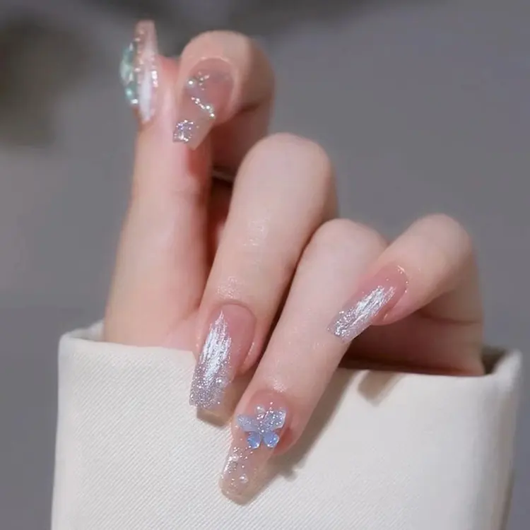Pearl Broken Aurora Butterfly Wear Nail Tip
