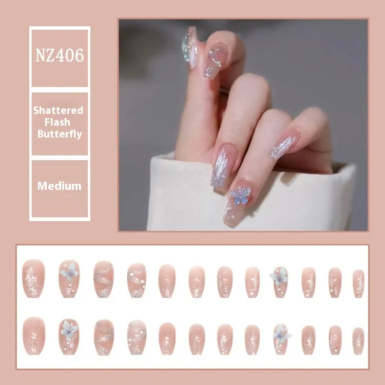 Pearl Broken Aurora Butterfly Wear Nail Tip - Nz406 Broken Flash Butterfly