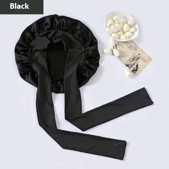 Simple Hair Care Wide-brimmed Lace-up Hat - Black