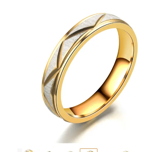 Titanium steel couple ring 24K gold stainless