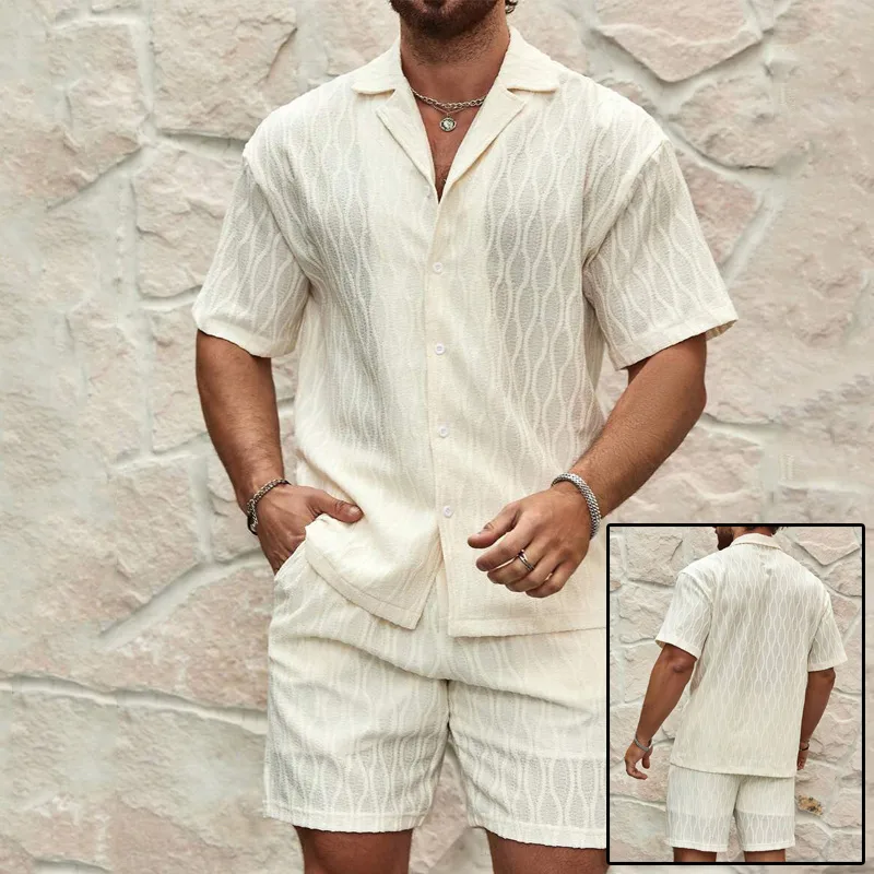 Men Tracksuits Summer Fashion Solid Loose Casual Two Pieces