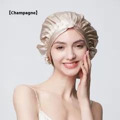19 M Thickened Silk Nightcap Hair Care Hair Care Anti-frizz - Champagne-Free Size Elastic - View 1
