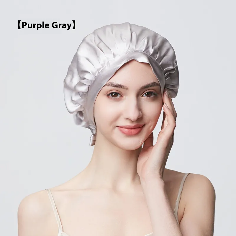19 M Thickened Silk Nightcap Hair Care Hair Care Anti-frizz - Purplish Gray
