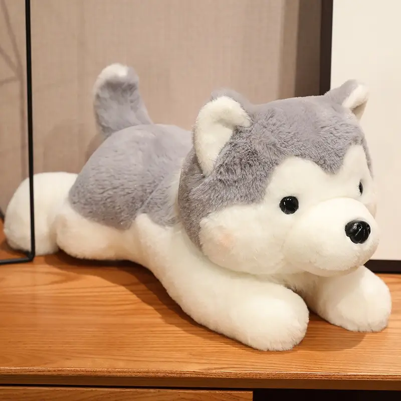 Rabbit Fur Cute Pet Husky Throw Pillow Plush Toy Lying
