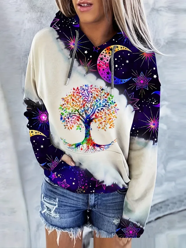 Digital Printing Drawstring Ladies Hoodie Casual Long Sleeve Ch9414 5Xl - Shop at LoveMi