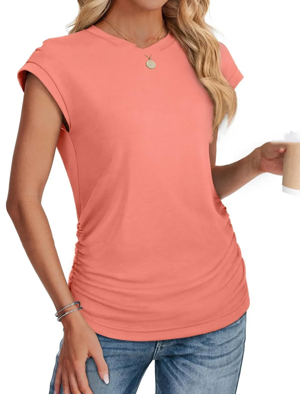 European And American Ladies Vest Solid Color Round Neck - Pink