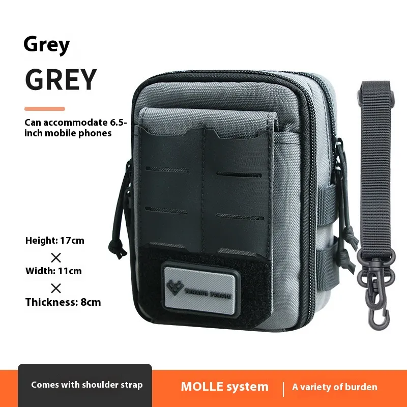 Multifunctional Outdoor Equipment Sports Toolkit Camouflage Tactics Waist Bag - Gray