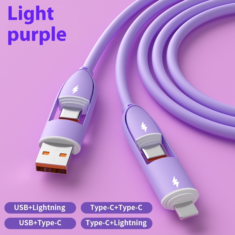 4-in-1 Silicone Fast Charging Data Cable Multi-Connector USB for Mobile Phones - 第 19/19 張圖片