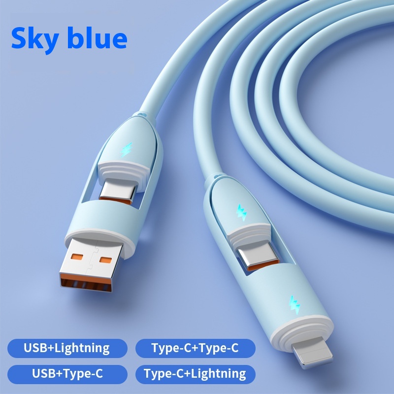 4-in-1 Silicone Fast Charging Data Cable Multi-Connector USB for Mobile Phones - 第 16/19 張圖片
