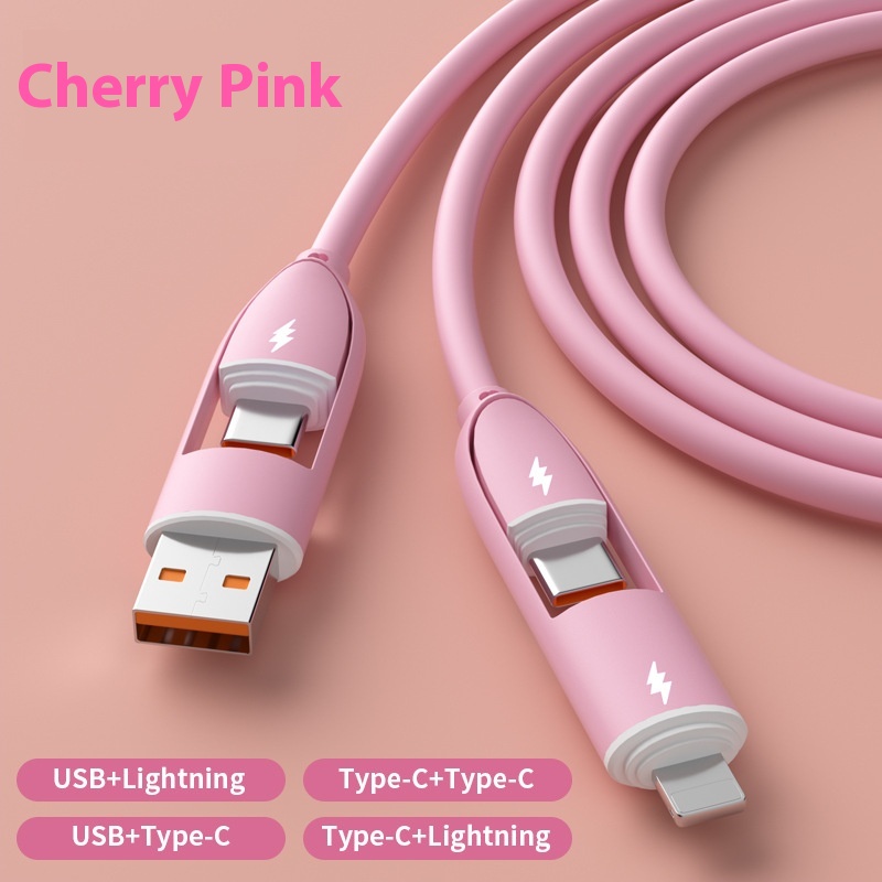 4-in-1 Silicone Fast Charging Data Cable Multi-Connector USB for Mobile Phones - 第 18/19 張圖片