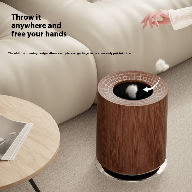 Light Wood Luxury Creative Grain Garbage Can