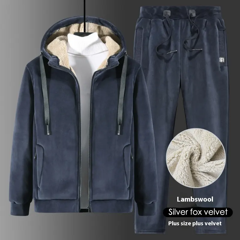 Winter Silver Fox Velvet Plus Size Sweatshirt and Sweatpants
