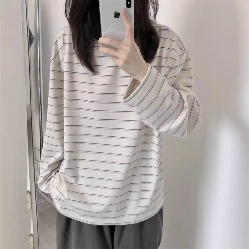 Striped Long-sleeved T-shirt For Women - Stripes