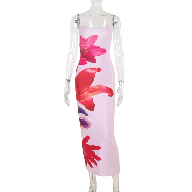 European And American Style Flower Strap Dress Women Pink - Shop at LoveMi