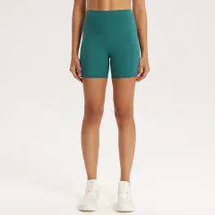 Women's Sports Shorts High Waist Hip Lifting And Belly Contracting - Lake Water Green Colour - View 1