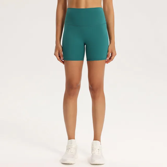 Women's Sports Shorts High Waist Hip Lifting And Belly Contracting Lake Water Green Color - Shop at LoveMi