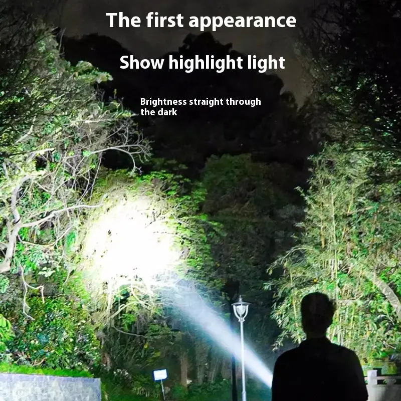 Outdoor Strong Light Super Bright Long-range Multi-gear Dimming Long-lasting Endurance Type-C Rechargeable Flashlight