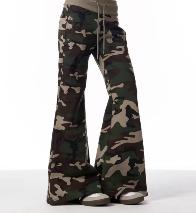 Women's Low Waist Overalls Flanging Jeans Camouflage Color - Shop at LoveMi