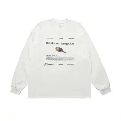 American Street Abstract Letter Printed Cotton Long-sleeved T-shirt - White - View 1