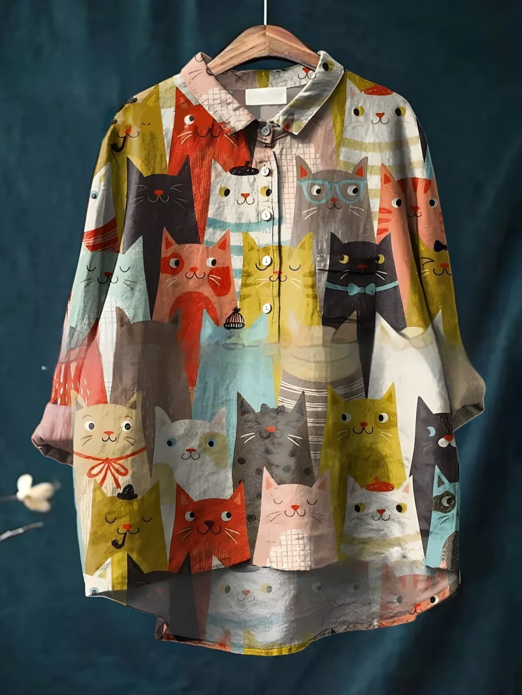 Casual Long Sleeve Shirt Animal Print Hawaiian Long Sleeve Blouse - Acs11-3Xl
