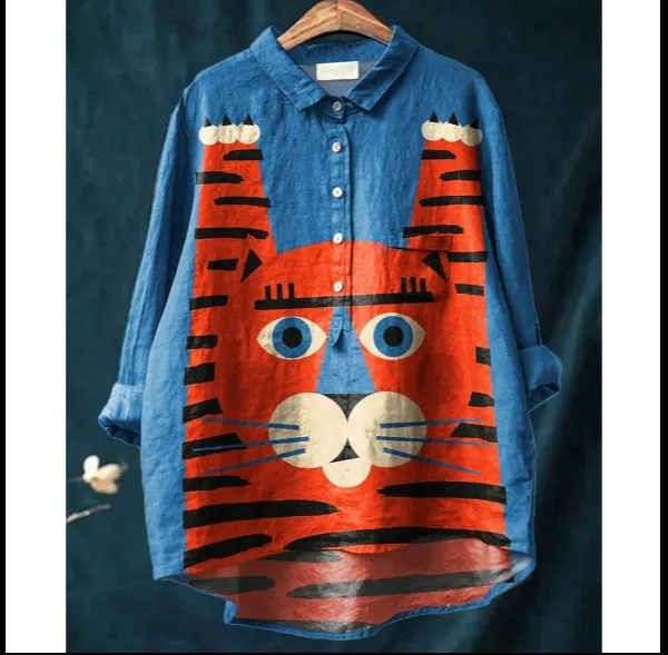 European And American Long Sleeve Shirt 5 Button Cardigan Hawaiian Style Shirt - Bj155123468878