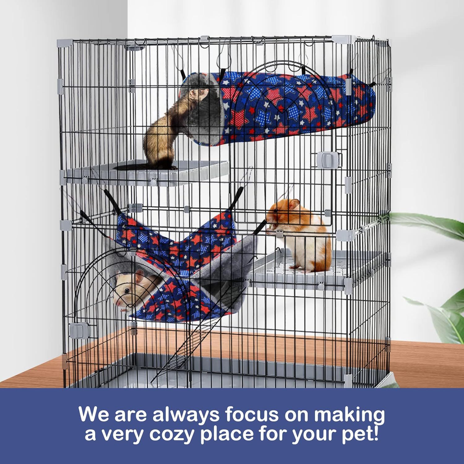 Ferret Small Pet Hammock Set Hanging Hammock And Tubular Tunnel