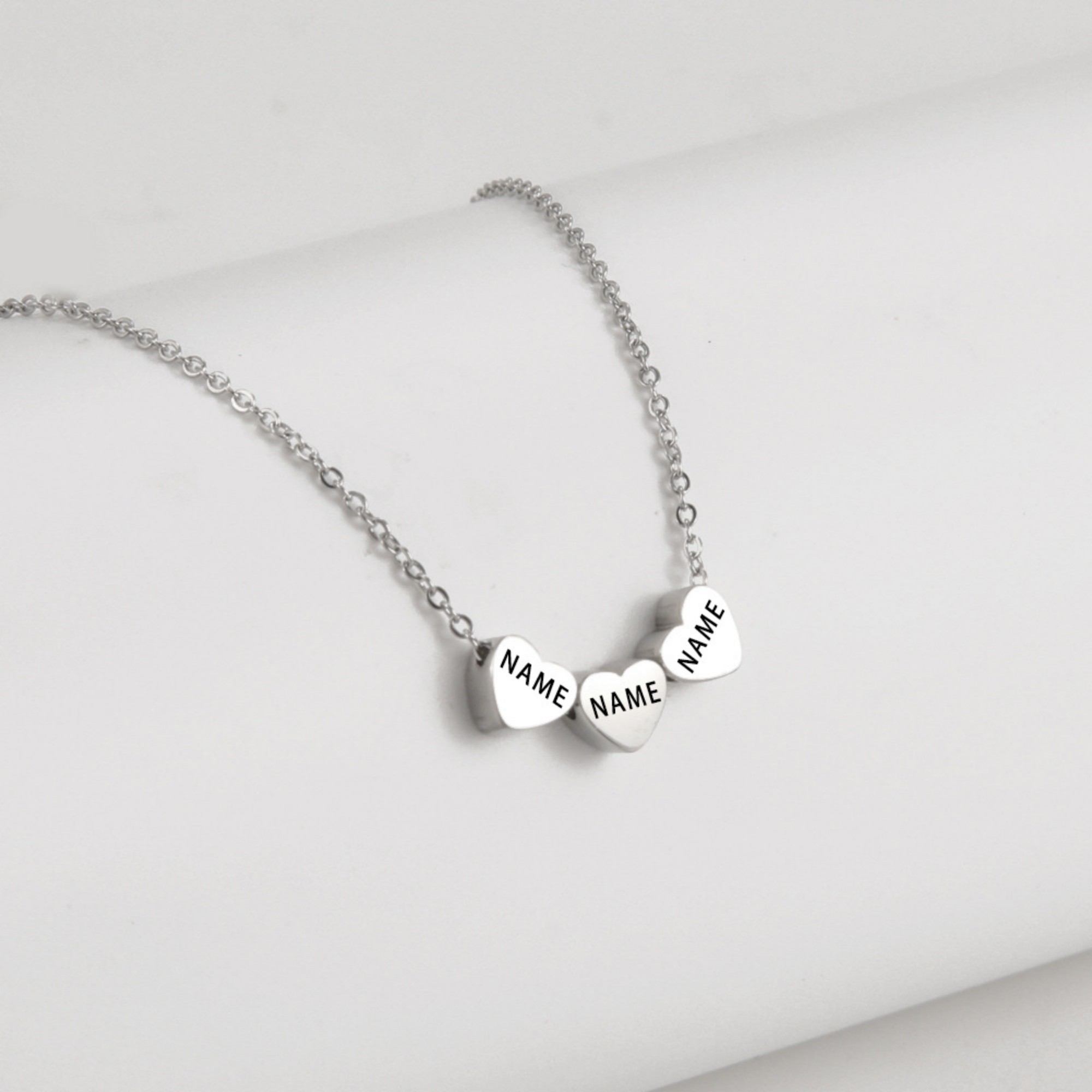 Engraved Stainless Steel Necklace Heart-shaped Pendant