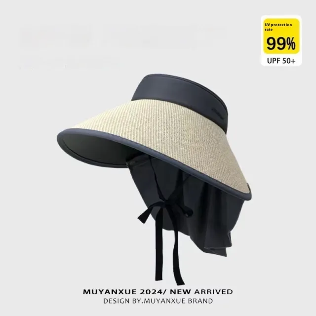 Plus sized Brim Sun proof Sun Protection Hat Women's Summer Shawl Neck Protection Shawl Beige - Shop at LoveMi