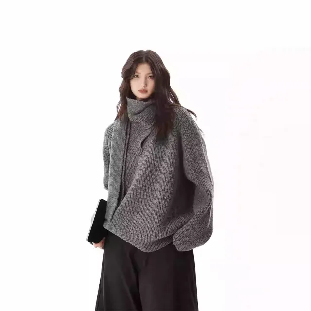 Gray Heavy Industry Women's Pullover Scarf Sweater Gray - Shop at LoveMi