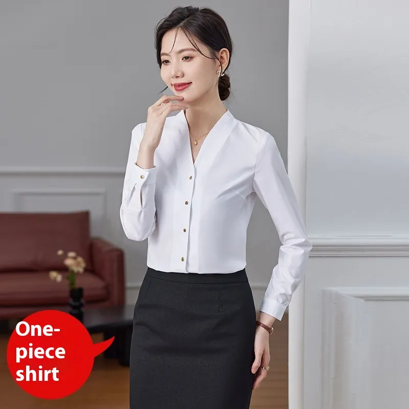 Long Sleeve White Shirt Women's Autumn Suit Bottoming Shirt Inner Wear Business Suit - White Shirt