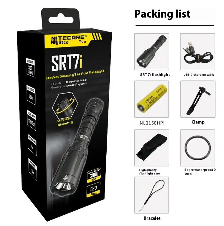 Magnetic Ring Strong Light Super Bright Outdoor Long-range Tactical Flashlight Electrodeless Dimming