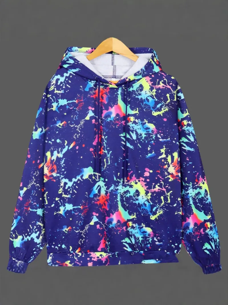 Women's Color Printing Hooded Sweatshirt - Hcn662-M