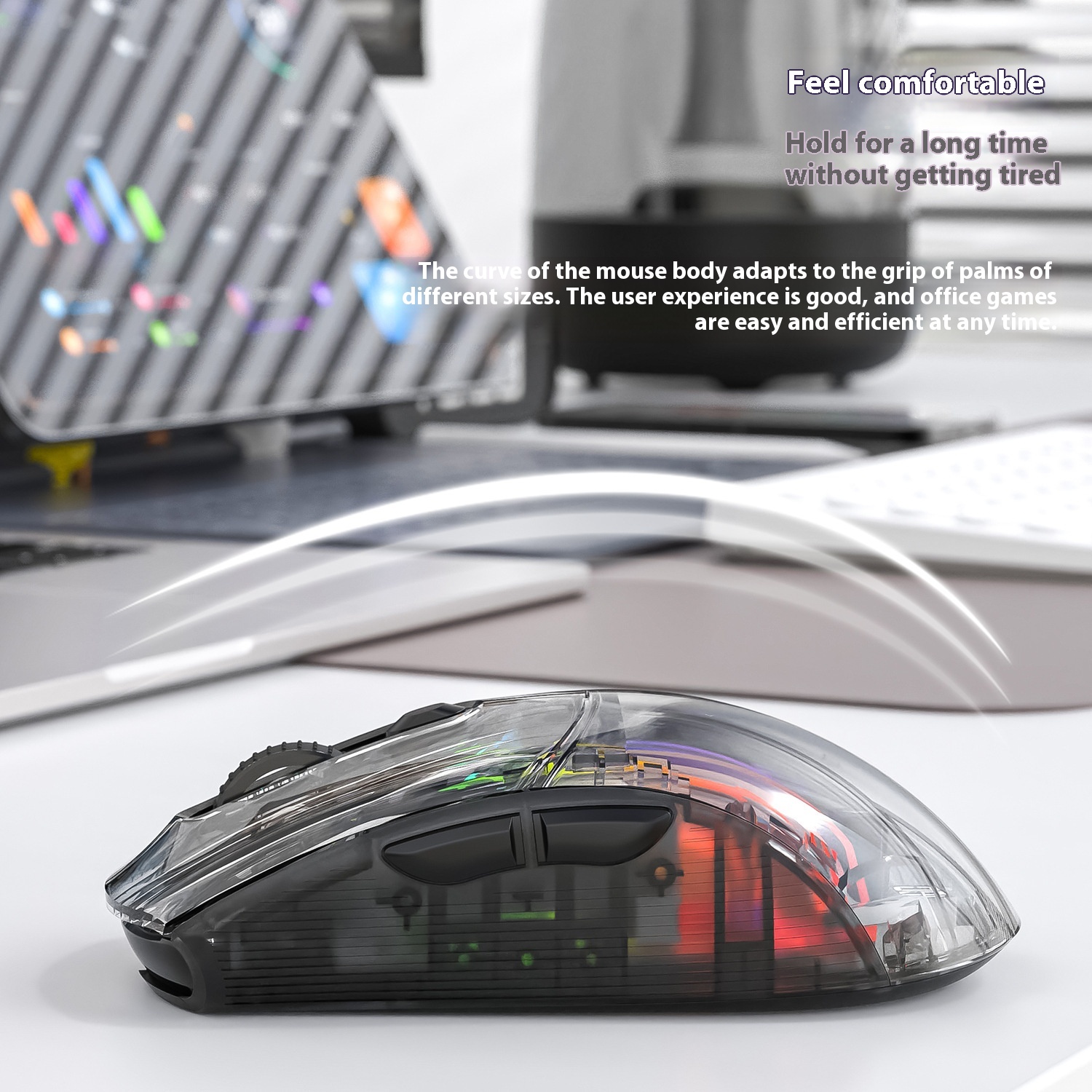 Trådløs Bluetooth Three-mode RGB Luminous Transparent - Miniatyr 4