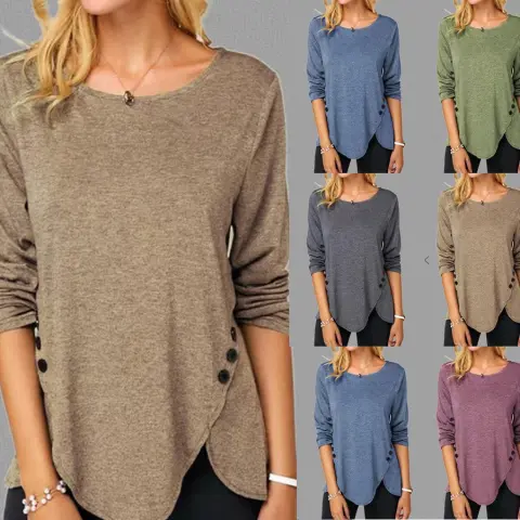 Spring and Summer Hot Style Irregular Button Hem Long