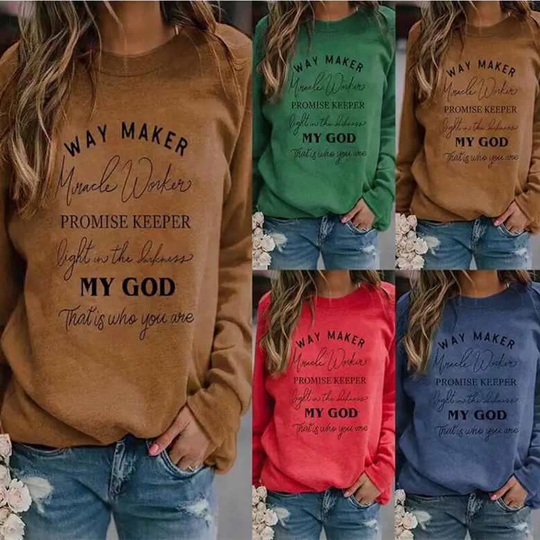 Printed Loose Fashion Round Neck Letter Long Sleeve Women's Sweater