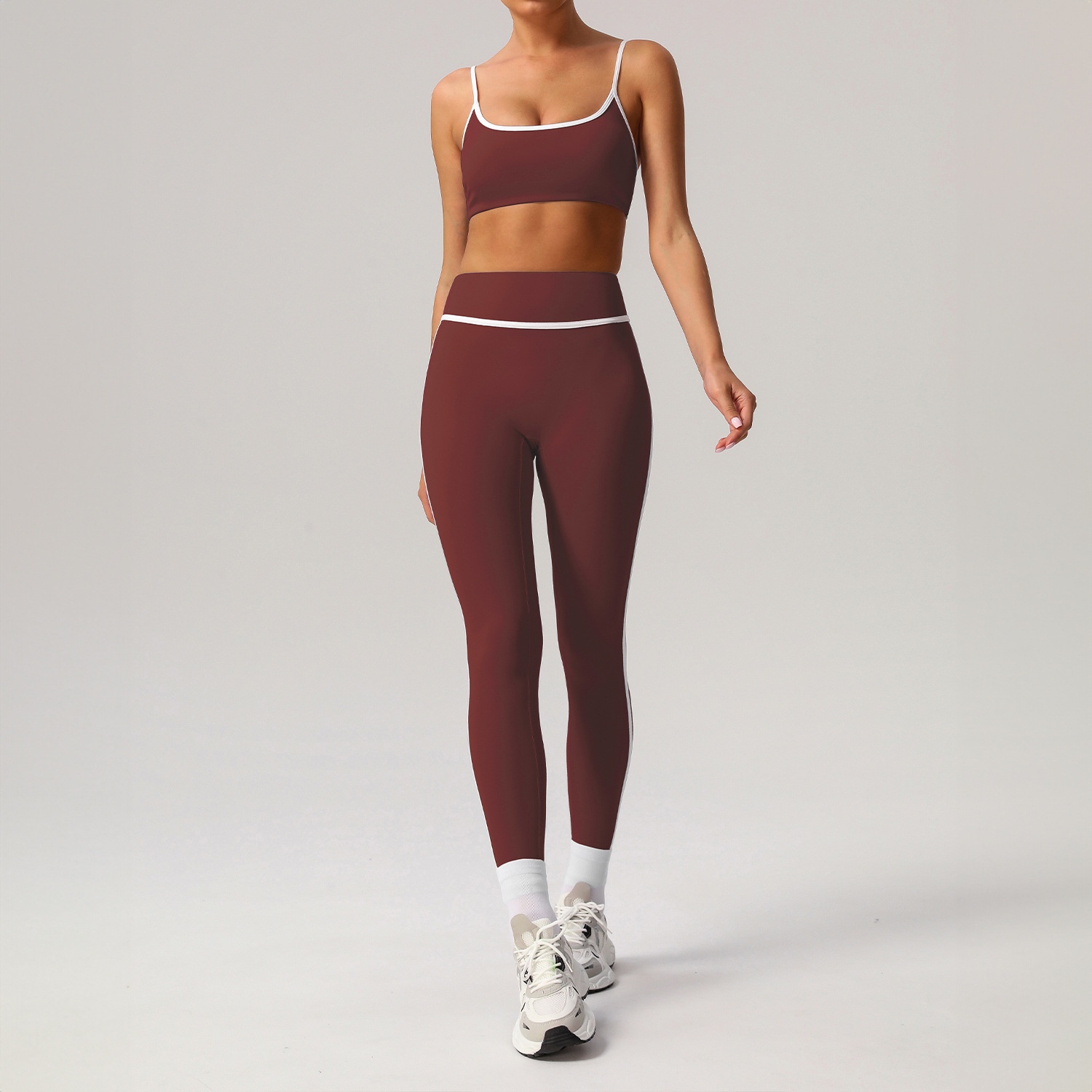 New Quick-drying High Top Sports Suit Women's Contrast Color Beauty Back Tight