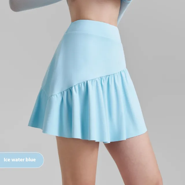 Pleated Fitness Yoga Skirts Sports Tennis Skirt Ice Blue - Shop at LoveMi