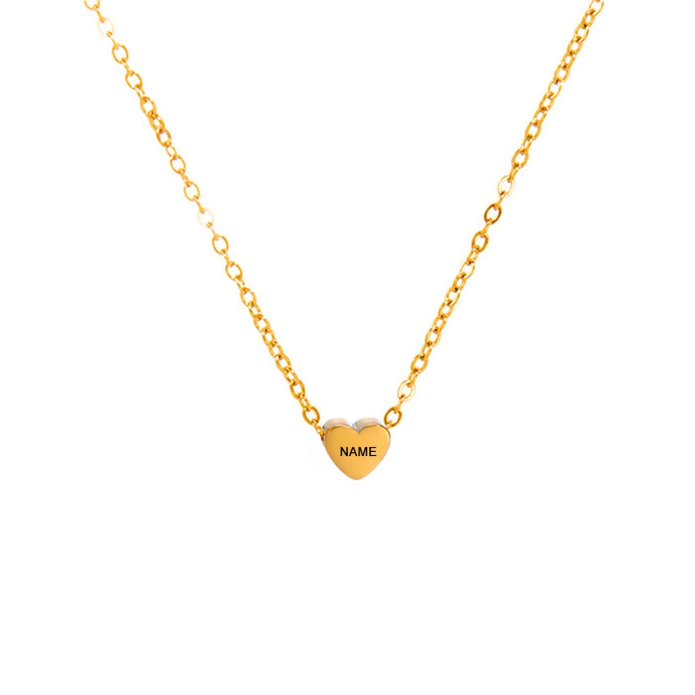 Engraved Stainless Steel Necklace Heart-shaped Pendant