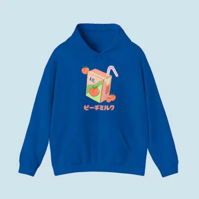 Life Is Like Peach Print Hooded Sweatshirt Blue - Shop at LoveMi