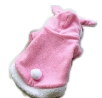 Pet Cat Clothes Mascotas Costume Clothes For Pet Hoodies Cute Rabbit Cat Clothing Puppy Fleece Warm Pet Cat Jacket - Pink