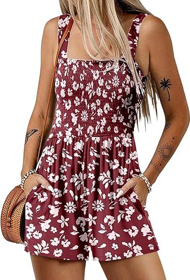 Womens Strappy Loose Dungarees Shorts Summer Romper Beach Jumpsuit Playsuit Size - Imagen 11 de 51