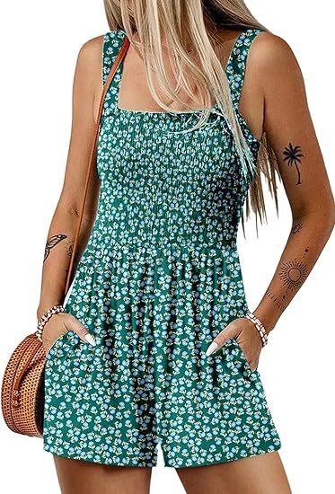 Womens Strappy Loose Dungarees Shorts Summer Romper Beach Jumpsuit Playsuit Size - Imagen 10 de 51