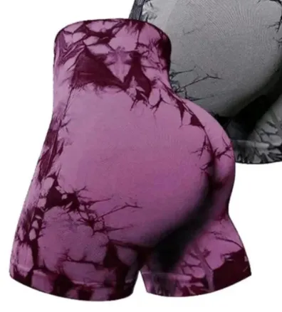 Seamless Tie dye Sports Tight Shorts Pink - Shop at LoveMi
