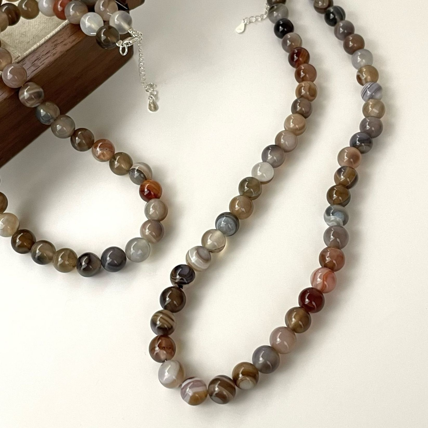 S925 Sterling Silver Niche Simple Personalized All-match Colorful Ghost Beaded Necklace